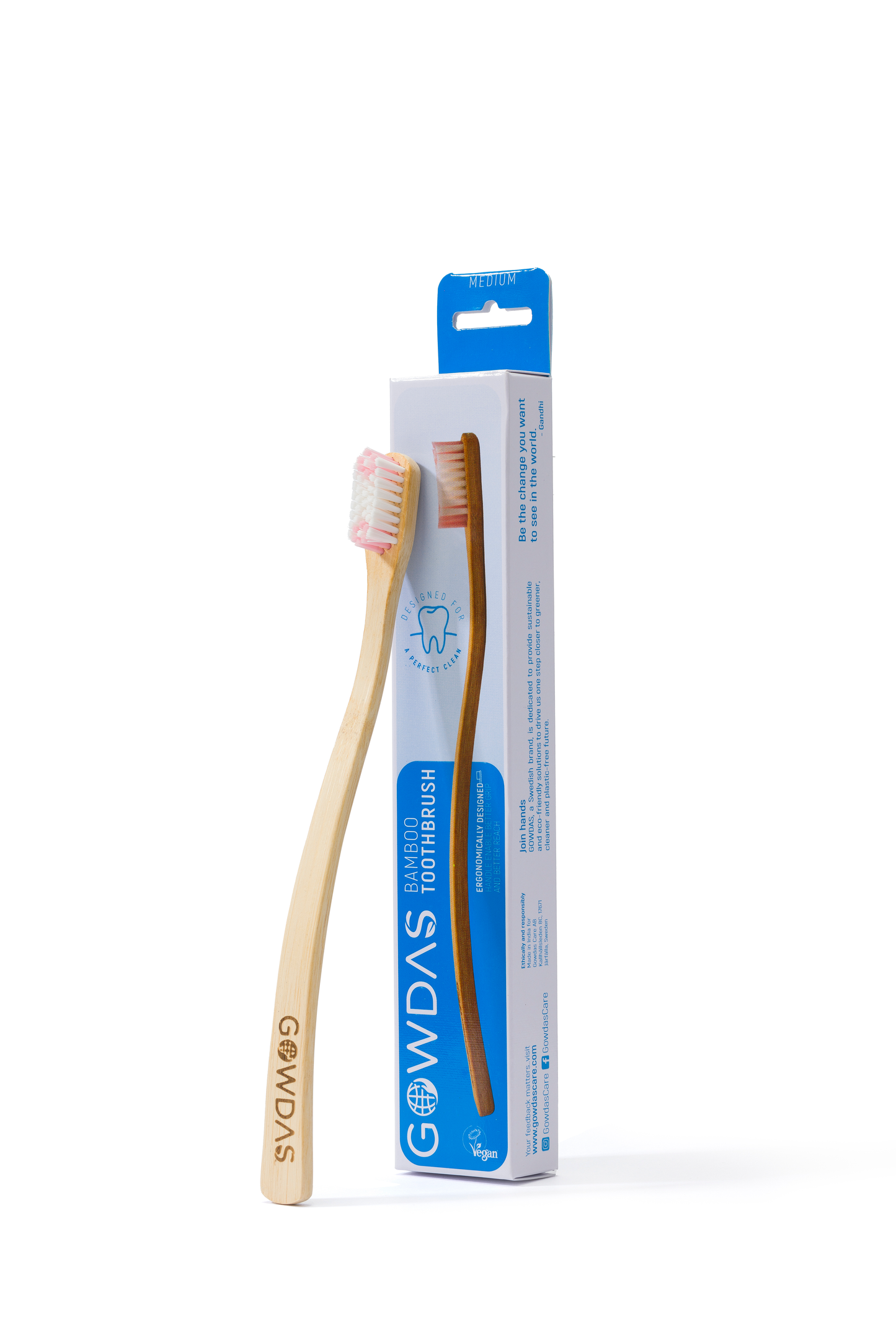 GOWDAS Bamboo Toothbrush | Pink | Medium