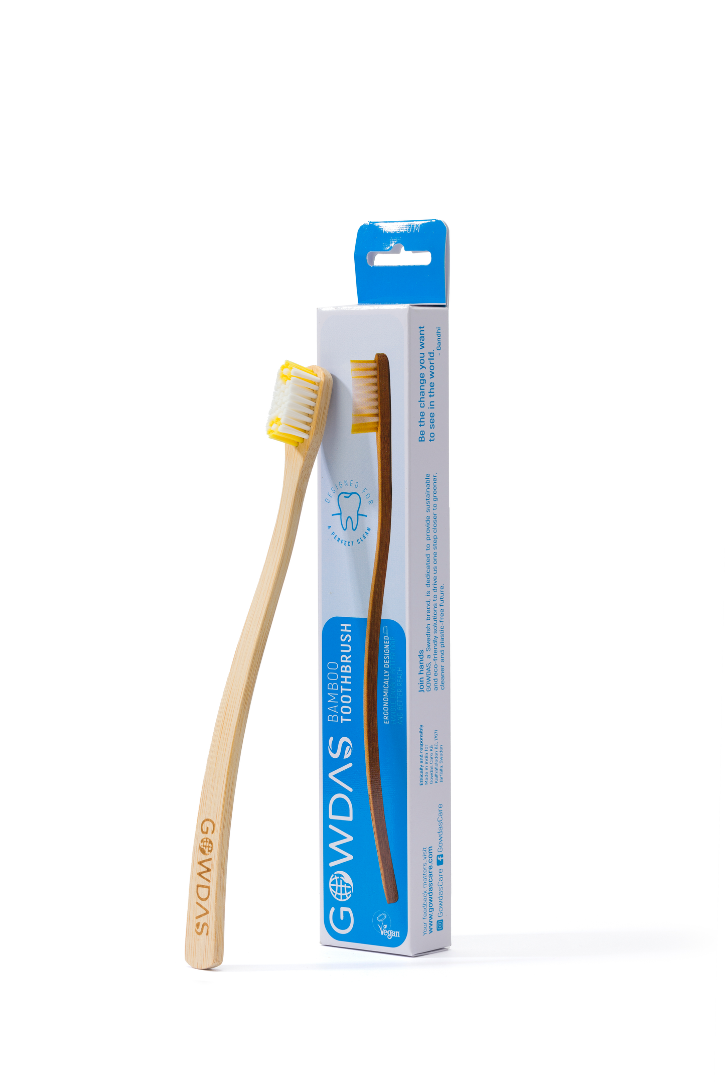 GOWDAS Bamboo Toothbrush | Yellow | Medium